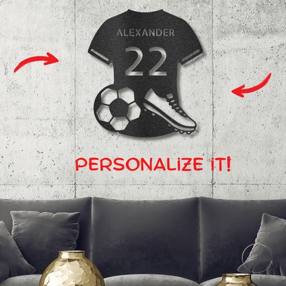 Soccer Jersey Monogram Custom Name Steel Sign Metal Wall Art - Mallard Moon Gift Shop
