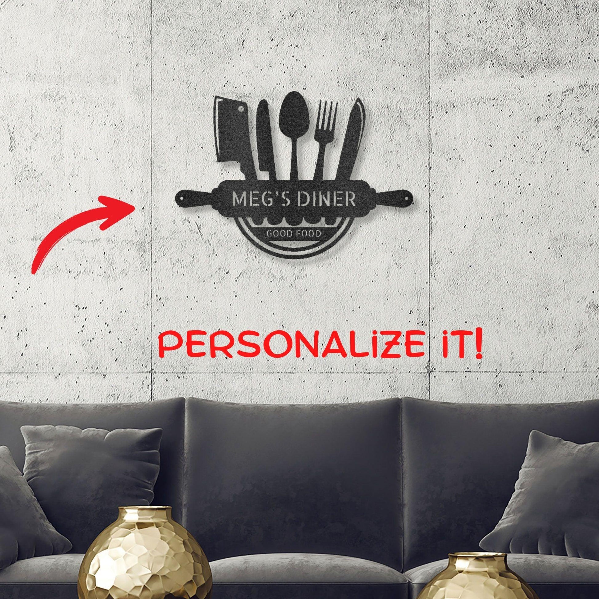 Personalized Kitchen Diner Indoor Outdoor Steel Wall Sign - Mallard Moon Gift Shop