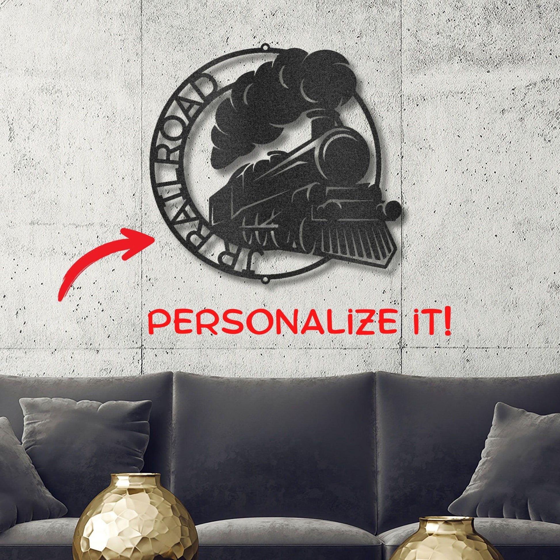 Steam Locomotive Train Custom Name Metal Art Wall Sign - Mallard Moon Gift Shop