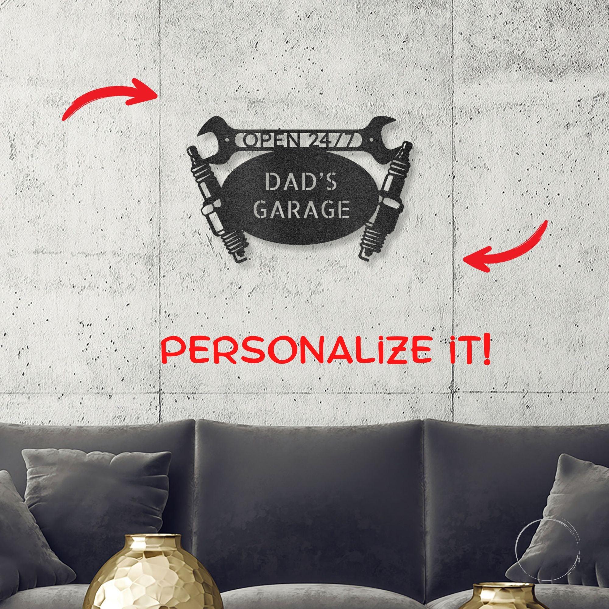 Garage Auto Mechanic Personalized Metal Art Wall Sign - Mallard Moon Gift Shop