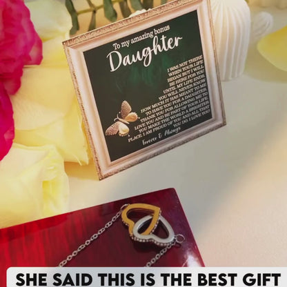 Bonus Daughter Gift - You Make the World a Brighter Place - Interlocking Hearts Necklace