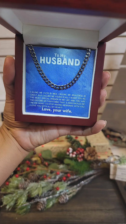 To My Husband - Making Memories - Cuban Link Chain Necklace