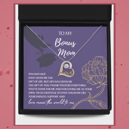 Bonus Mom Gift Thank You for Everything Heart Pendant Neckace by@Outfy