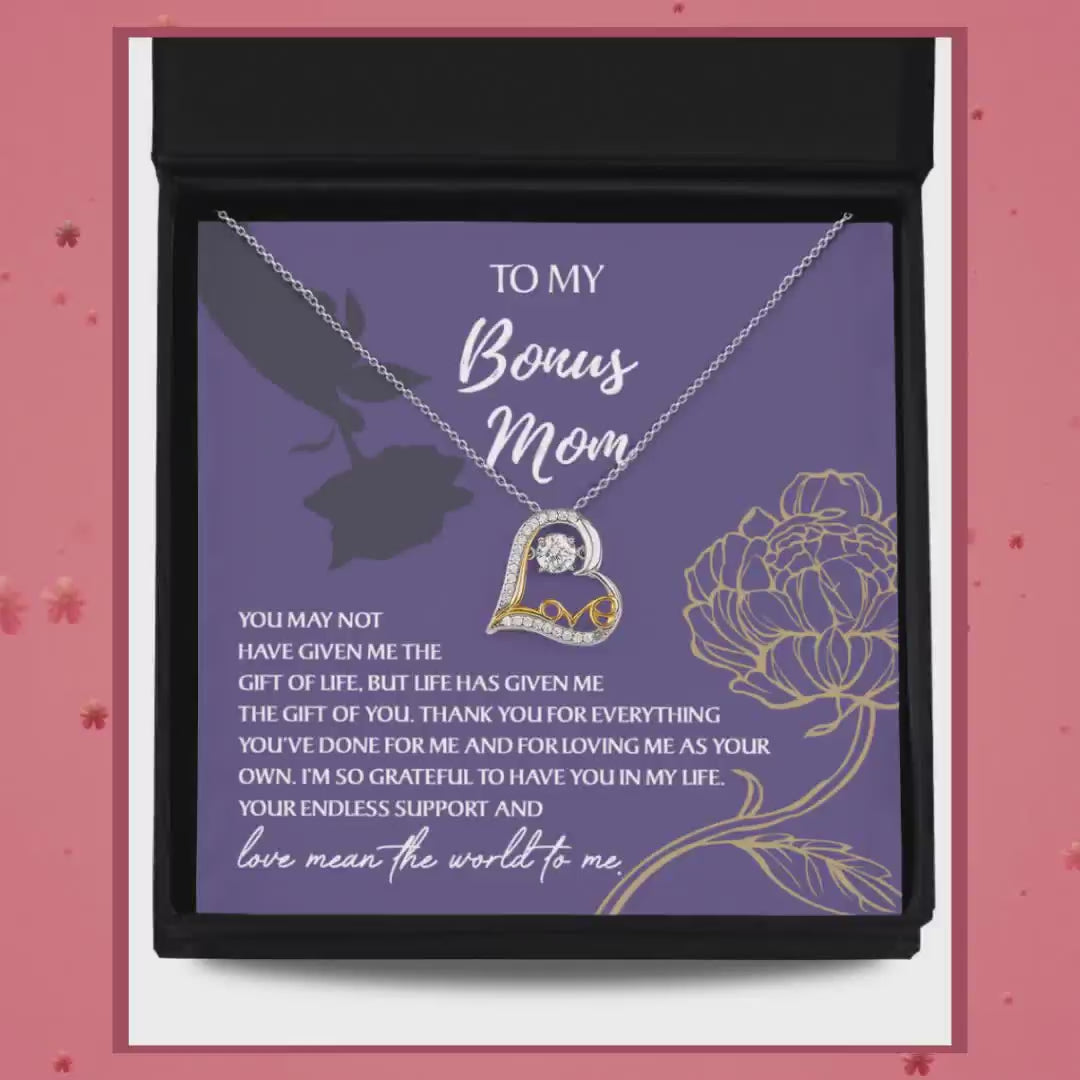 Bonus Mom Gift Thank You for Everything Heart Pendant Neckace by@Outfy