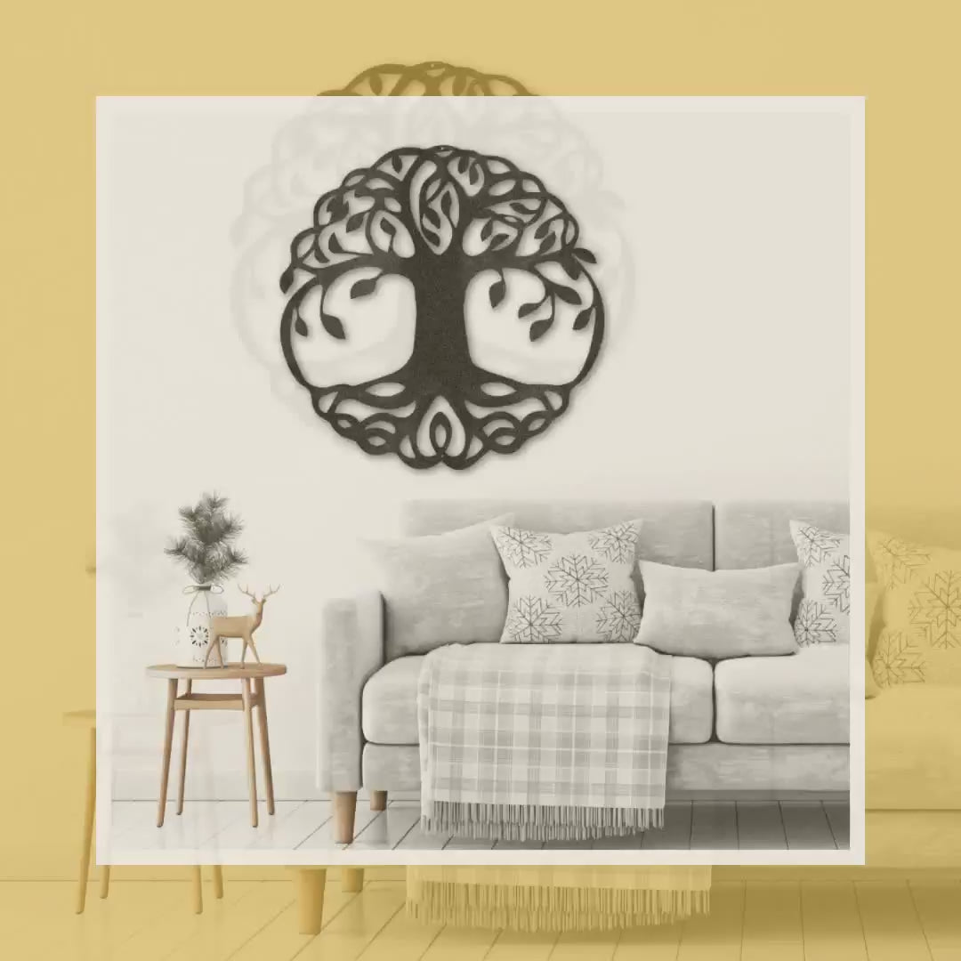 Classic Tree of Life Indoor Outdoor Steel Wall Sign by@Outfy