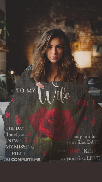 To My Wife - The Day I Met You I Found My Missing Piece Heirloom Woven Blanket
