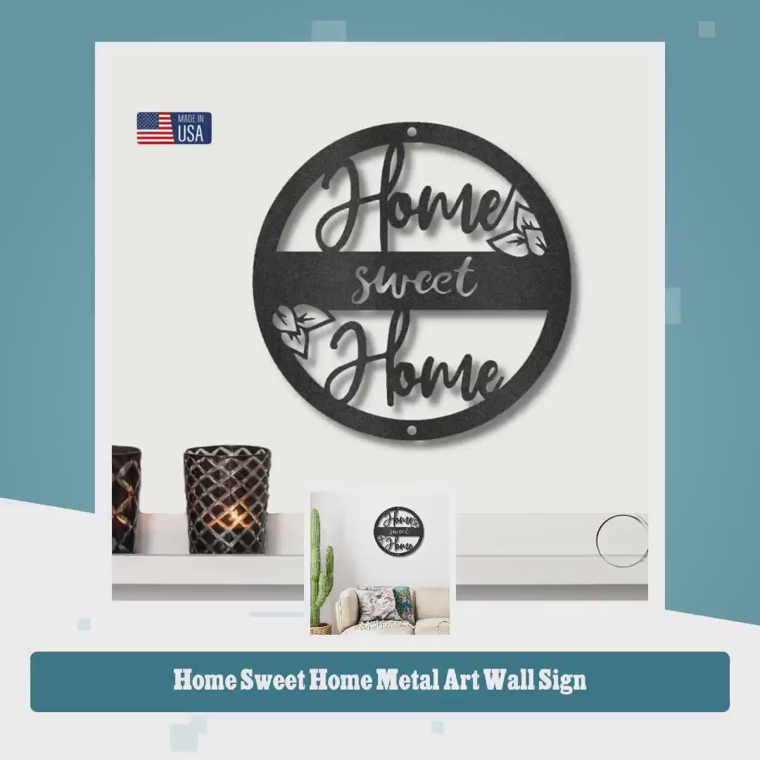 Home Sweet Home Metal Art Wall Sign by@Outfy