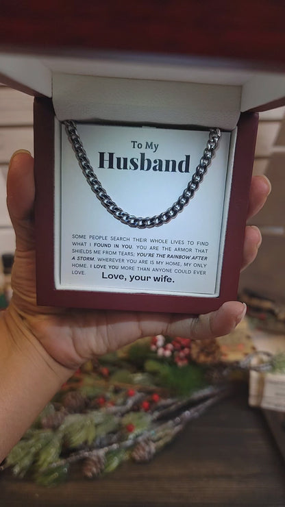 To My Husband - My Armor - Cuban Link Chain Necklace
