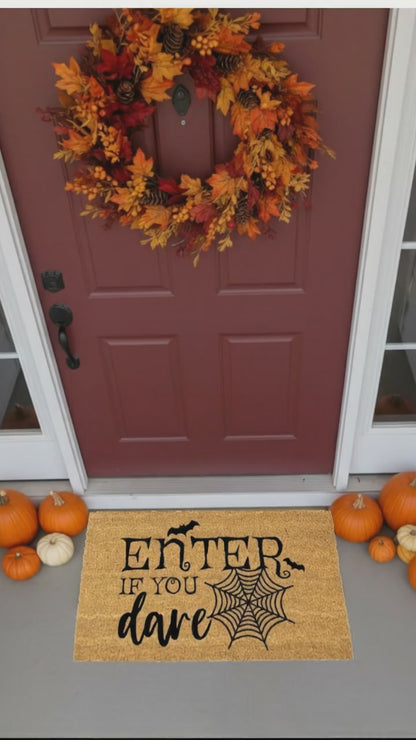 Enter If You Dare Doormat – Spooky Halloween Outdoor Coir Mat Décor