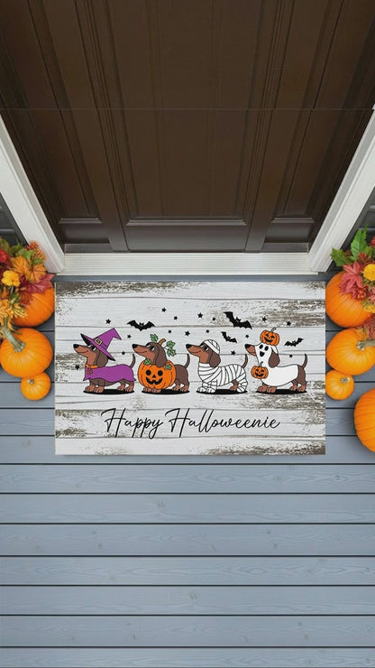 Happy Halloweenie Dachshund Doormat – Cute Halloween Dog Mat Décor