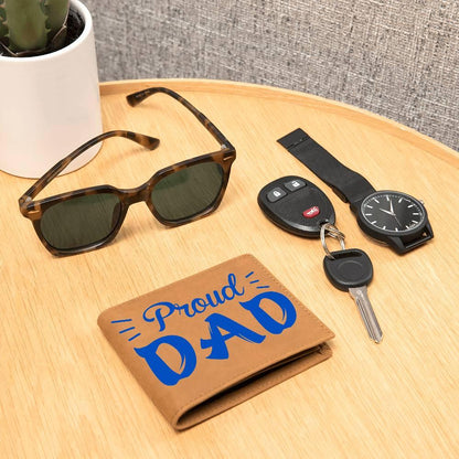 Proud Dad Custom Printed Leather Wallet - Mallard Moon Gift Shop