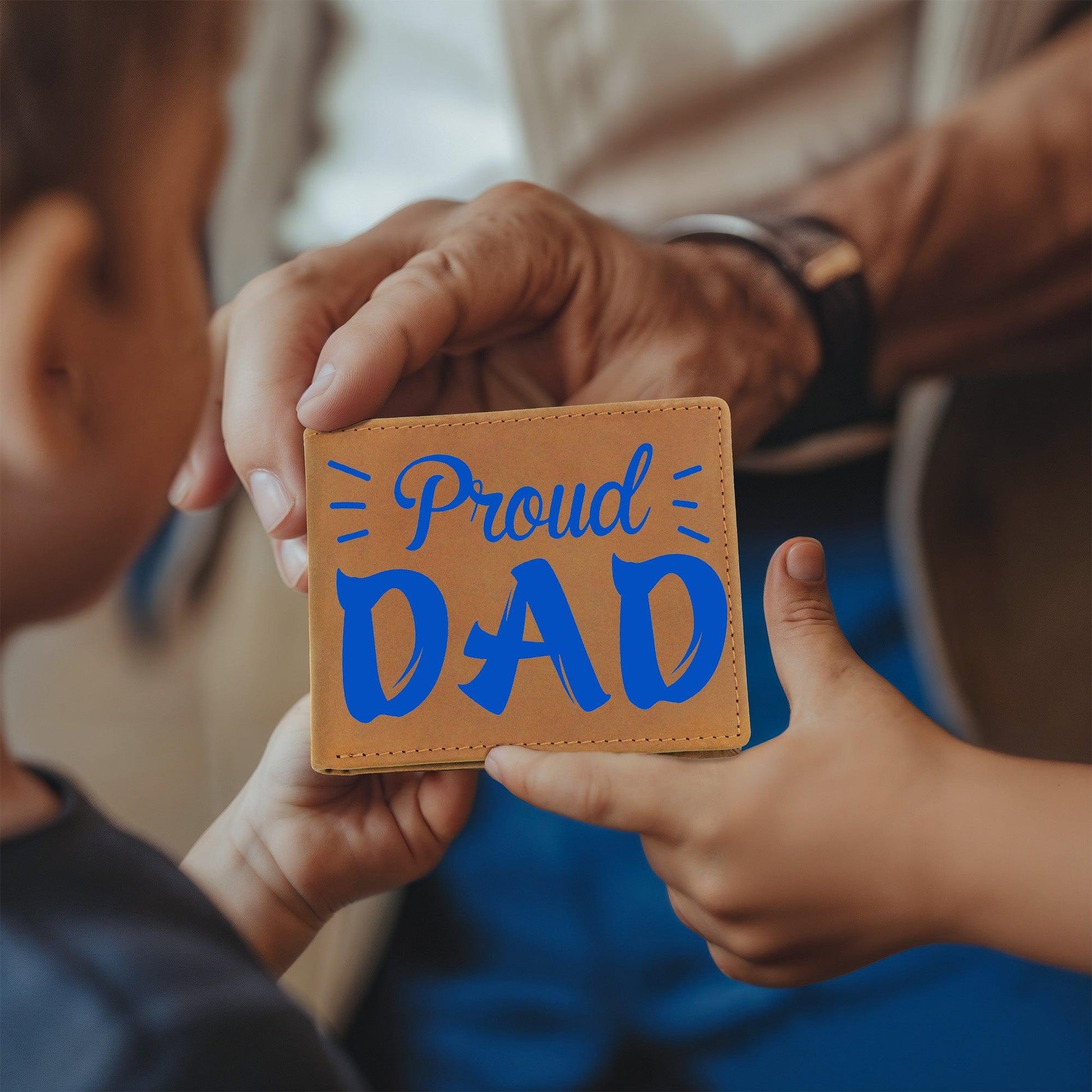 Proud Dad Custom Printed Leather Wallet - Mallard Moon Gift Shop