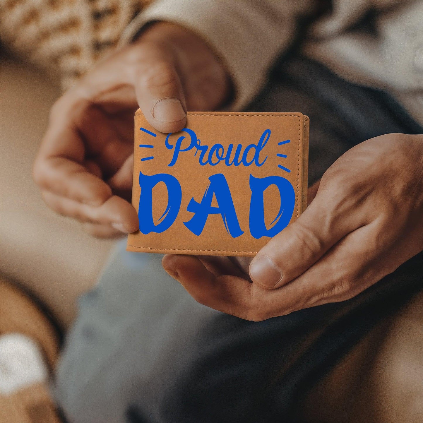 Proud Dad Custom Printed Leather Wallet - Mallard Moon Gift Shop