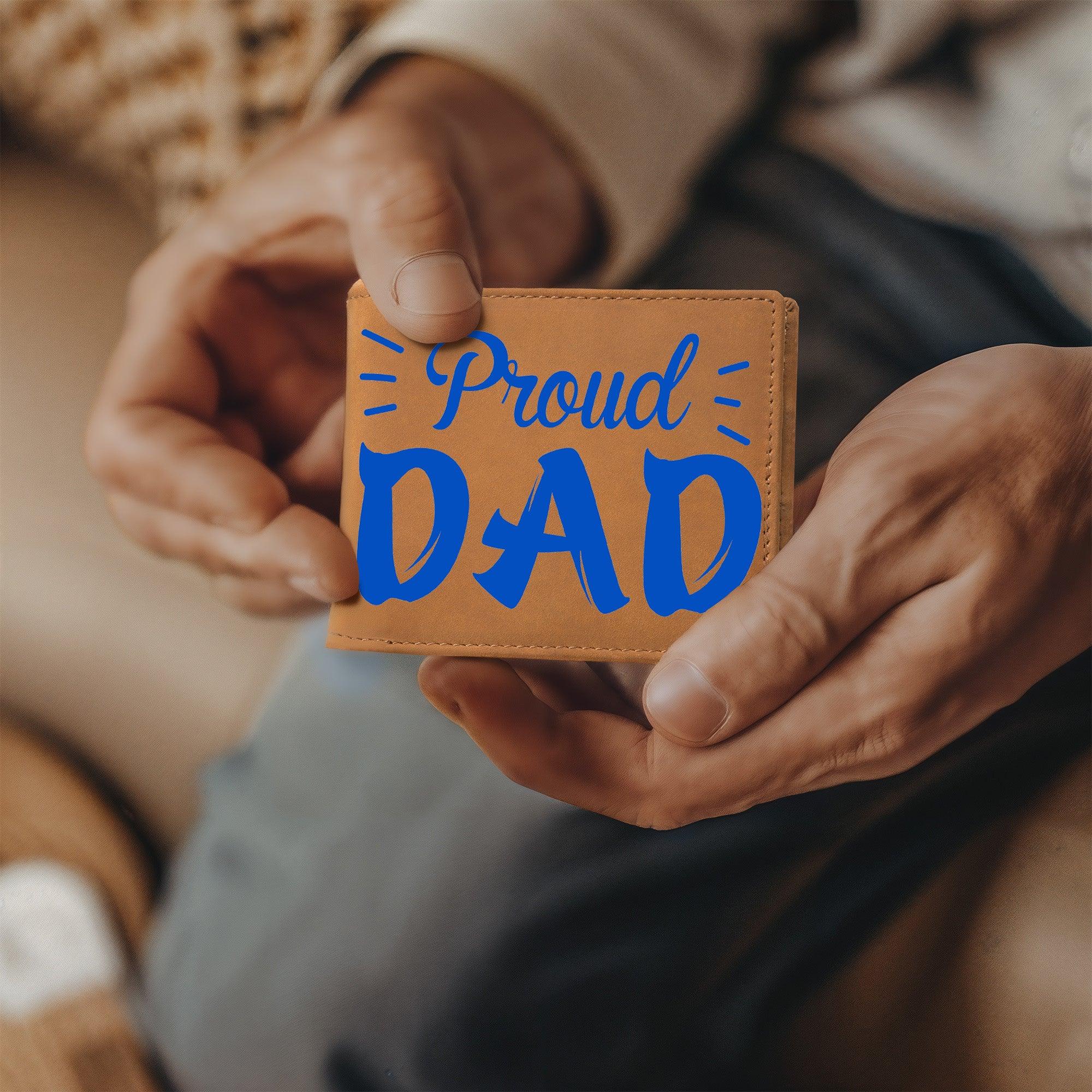 Proud Dad Custom Printed Leather Wallet - Mallard Moon Gift Shop