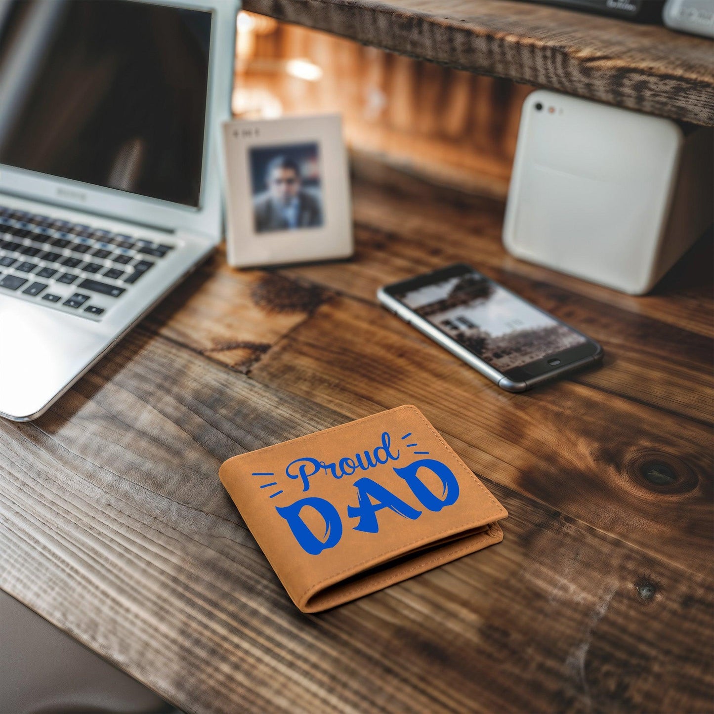 Proud Dad Custom Printed Leather Wallet - Mallard Moon Gift Shop