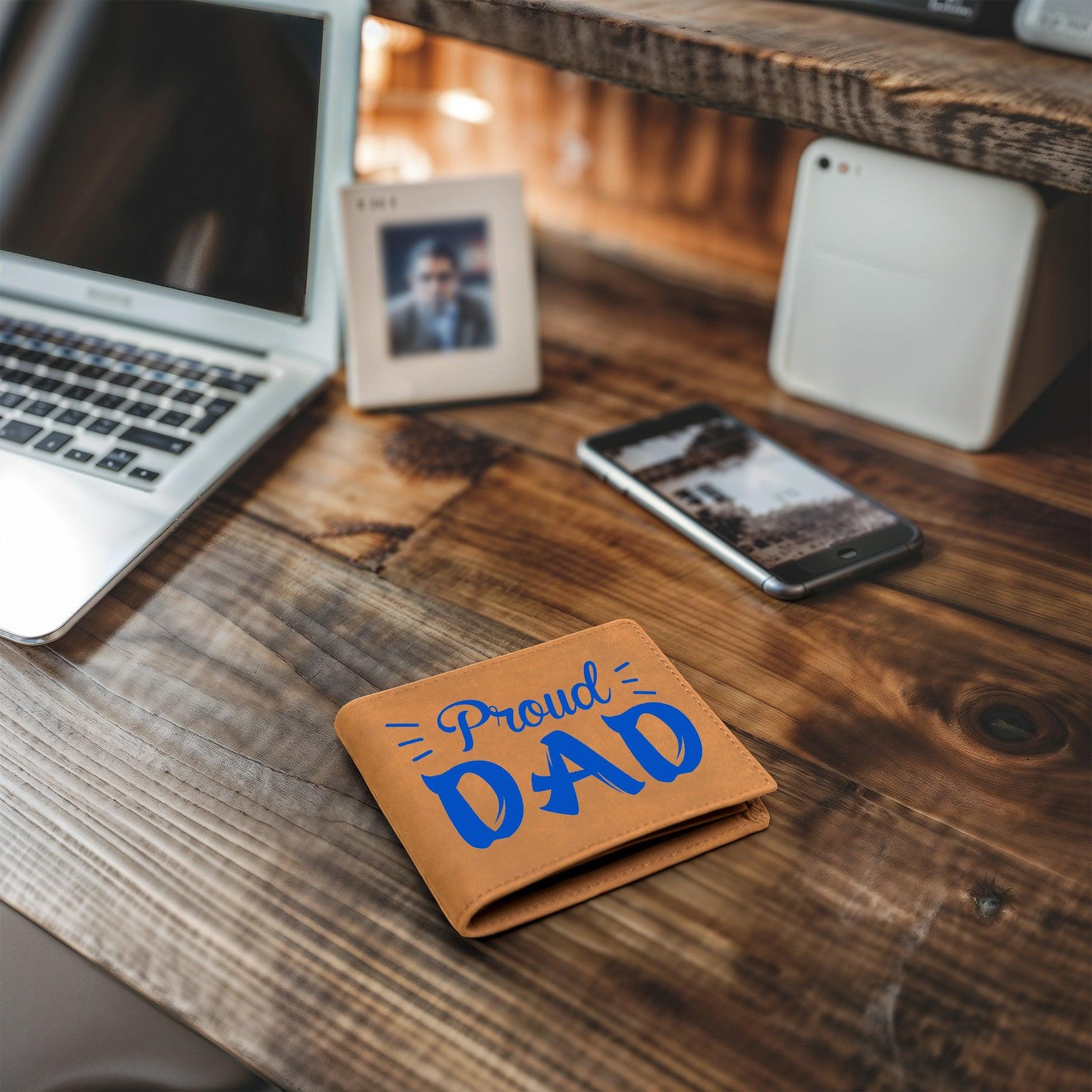 Proud Dad Custom Printed Leather Wallet - Mallard Moon Gift Shop