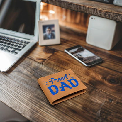 Proud Dad Custom Printed Leather Wallet - Mallard Moon Gift Shop