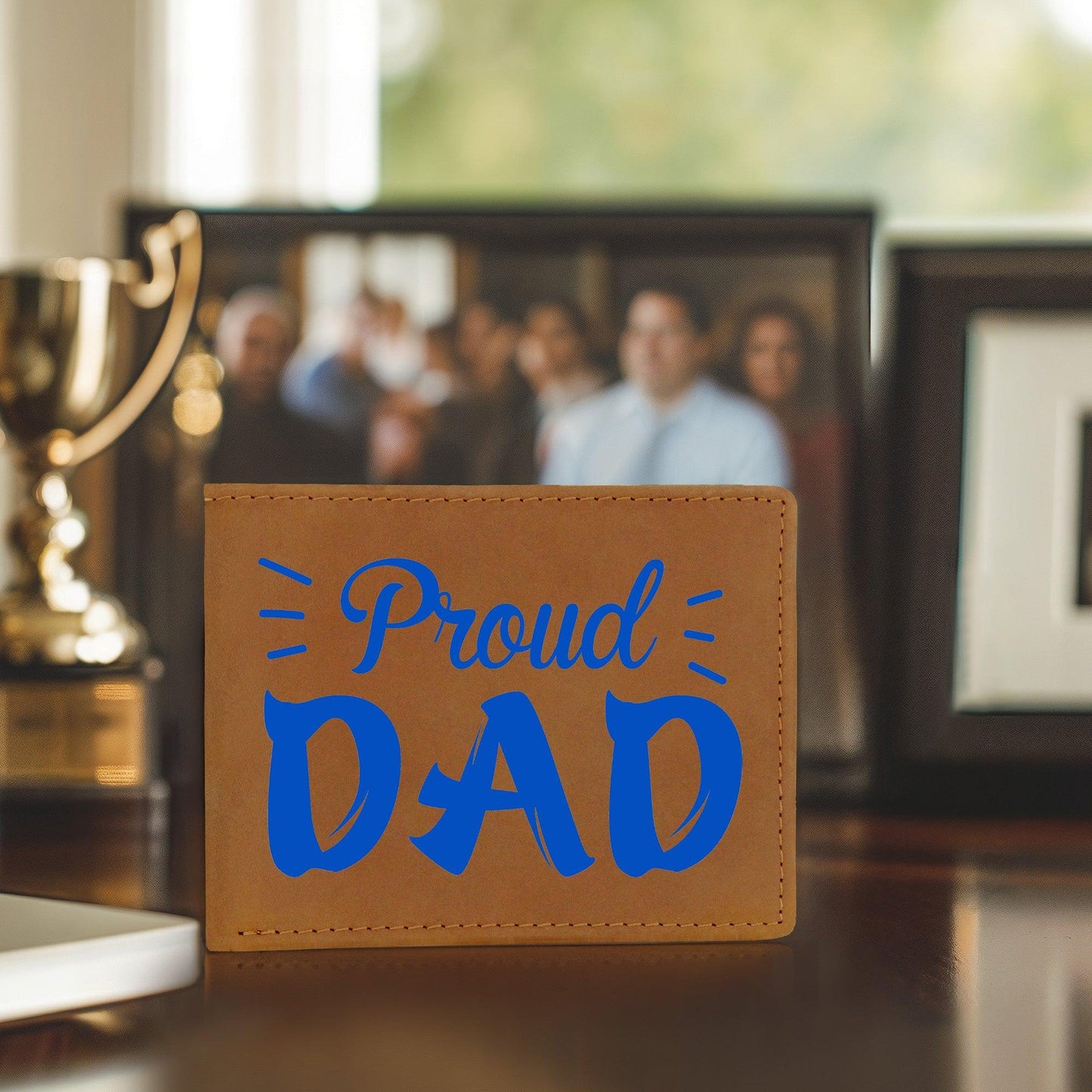 Proud Dad Custom Printed Leather Wallet - Mallard Moon Gift Shop