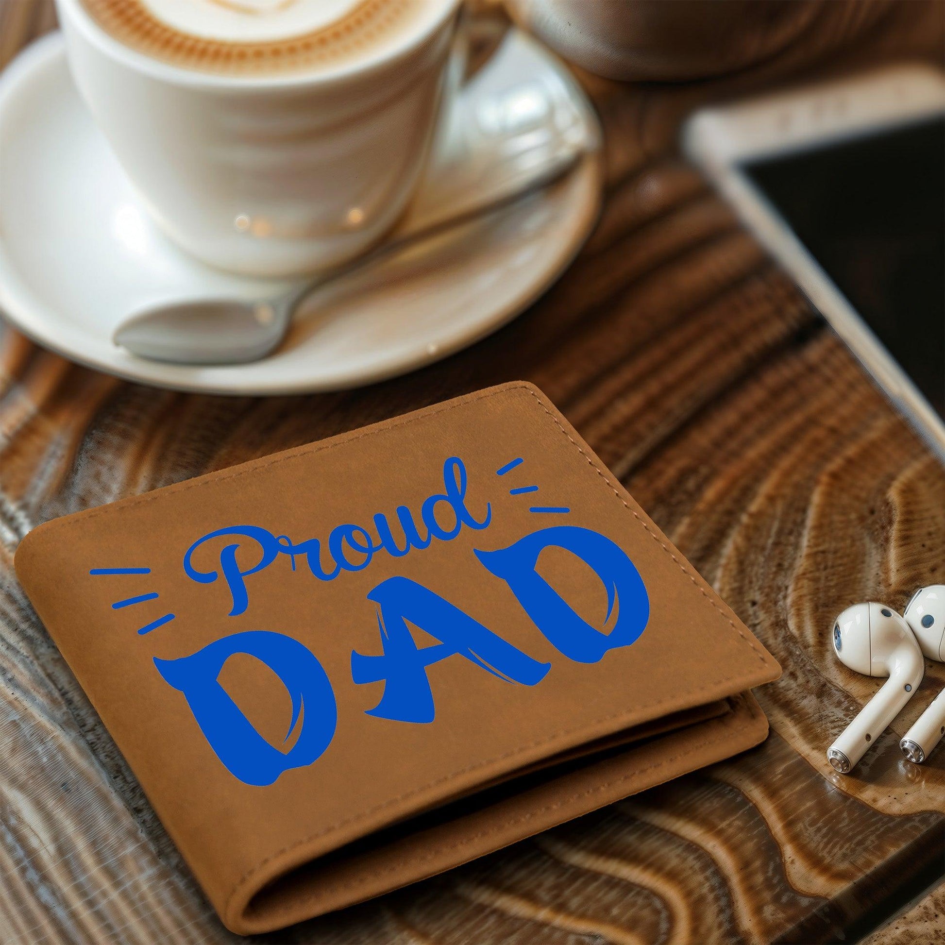 Proud Dad Custom Printed Leather Wallet - Mallard Moon Gift Shop