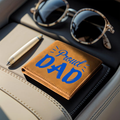 Proud Dad Custom Printed Leather Wallet - Mallard Moon Gift Shop