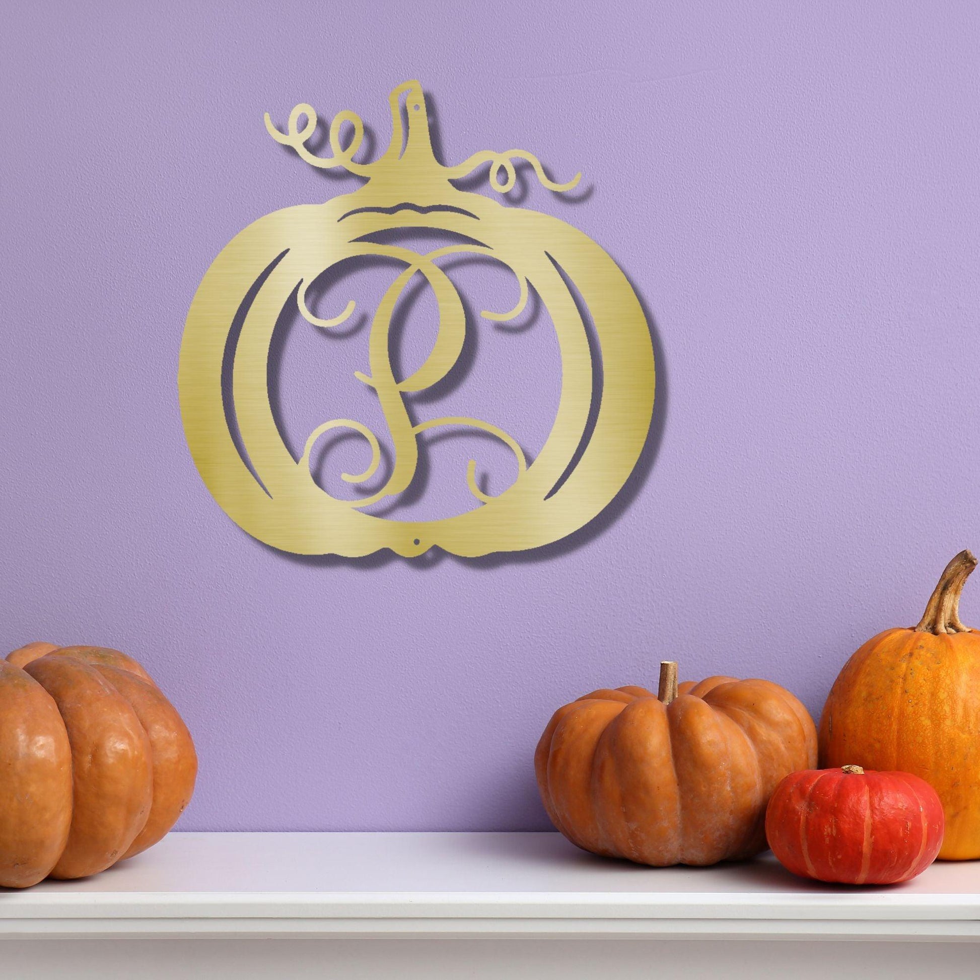 Pumpkin Custom Family Name Initial Monogram Indoor Outdoor Steel Wall Sign - Mallard Moon Gift Shop