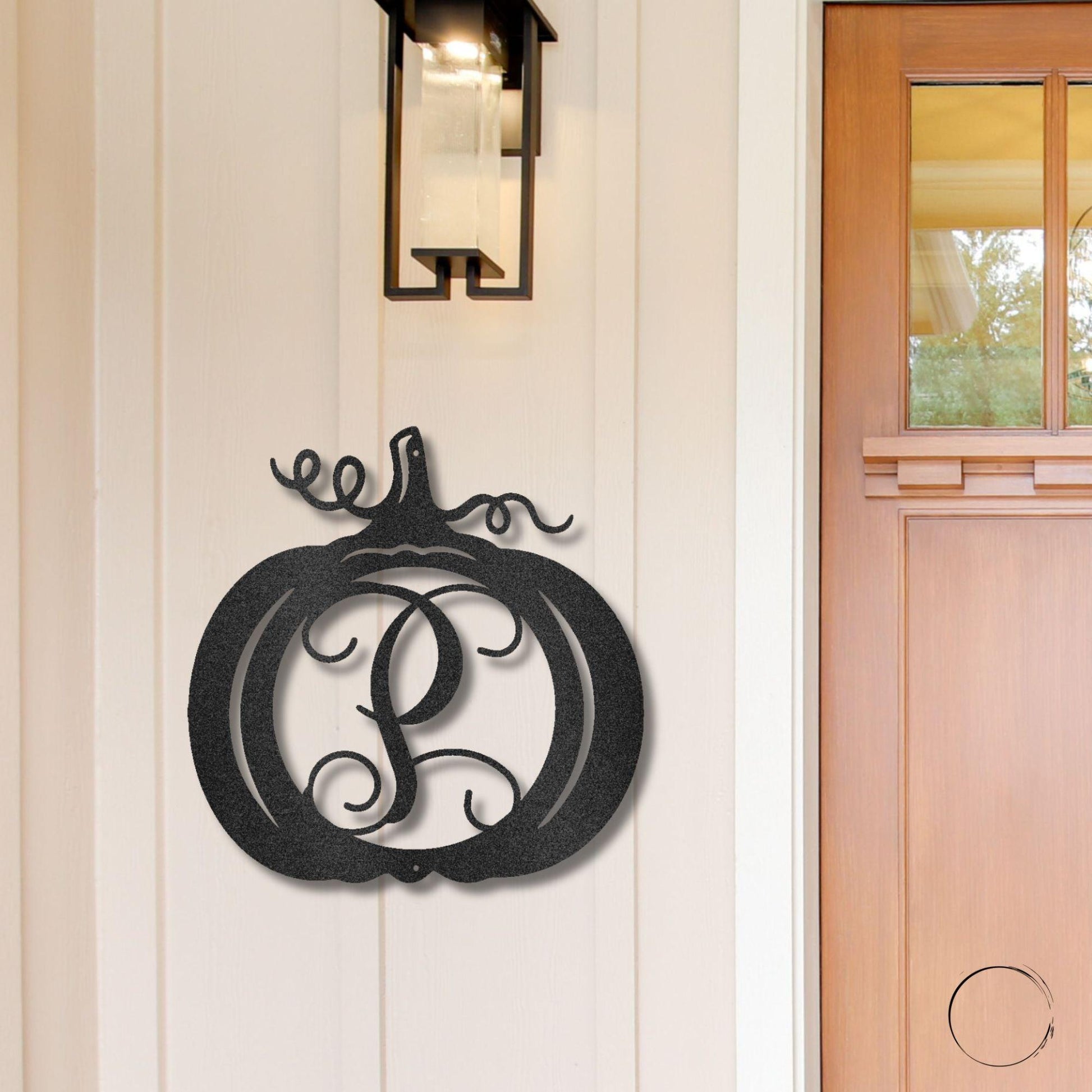 Pumpkin Custom Family Name Initial Monogram Indoor Outdoor Steel Wall Sign - Mallard Moon Gift Shop