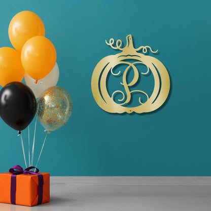 Pumpkin Custom Family Name Initial Monogram Indoor Outdoor Steel Wall Sign - Mallard Moon Gift Shop