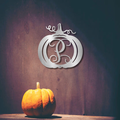 Pumpkin Custom Family Name Initial Monogram Indoor Outdoor Steel Wall Sign - Mallard Moon Gift Shop