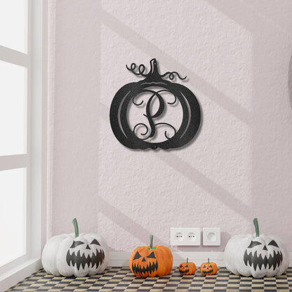 Pumpkin Custom Family Name Initial Monogram Indoor Outdoor Steel Wall Sign - Mallard Moon Gift Shop