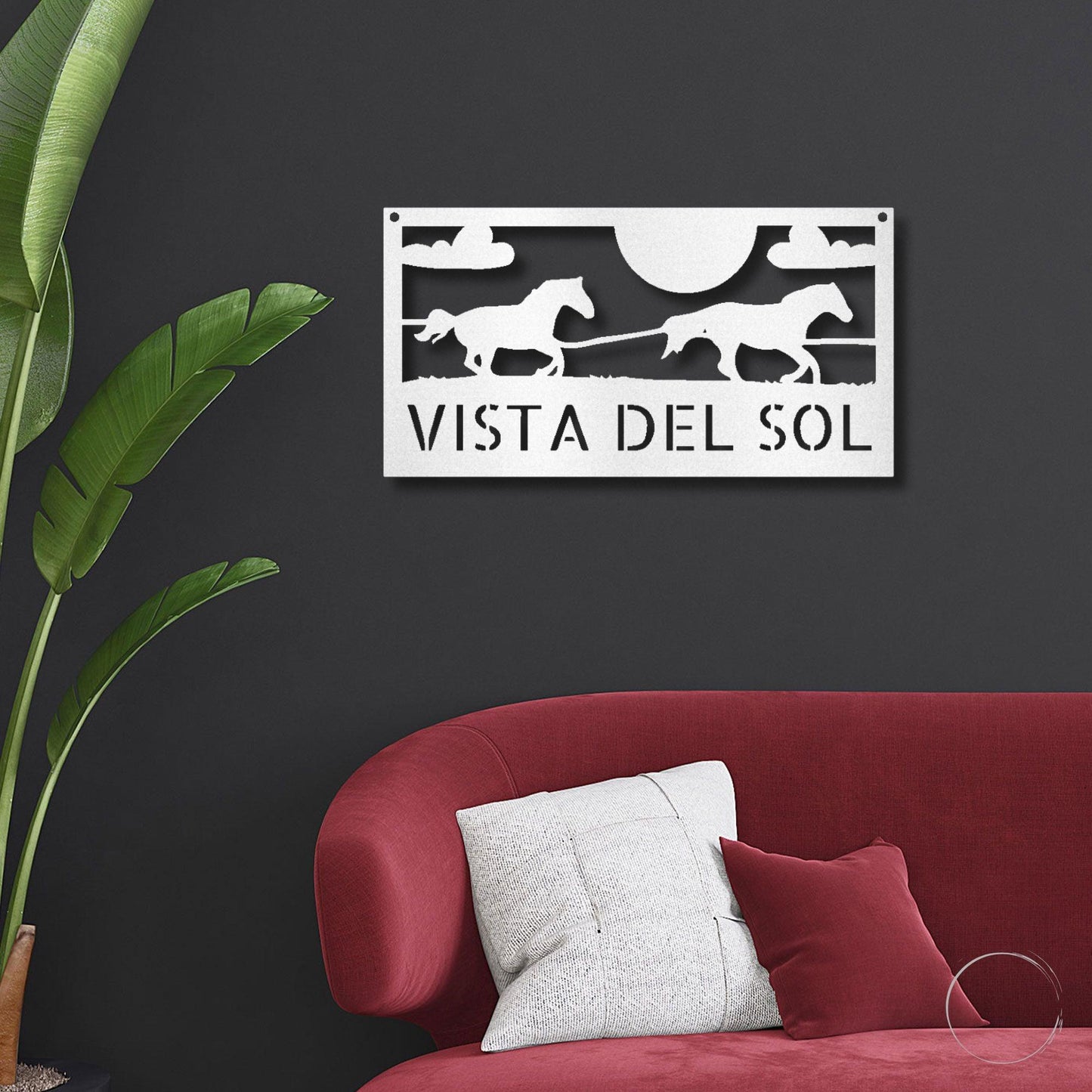 Racing Horses Monogram Personalized Indoor Outdoor Steel Wall Sign Art - Mallard Moon Gift Shop