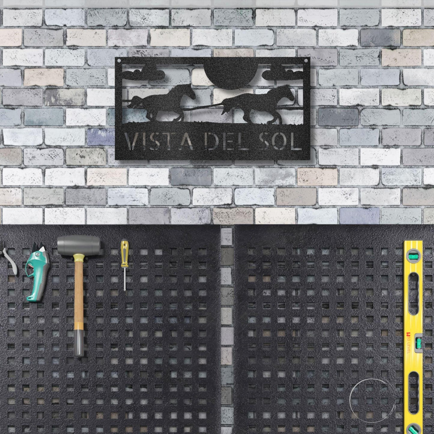 Racing Horses Monogram Personalized Indoor Outdoor Steel Wall Sign Art - Mallard Moon Gift Shop