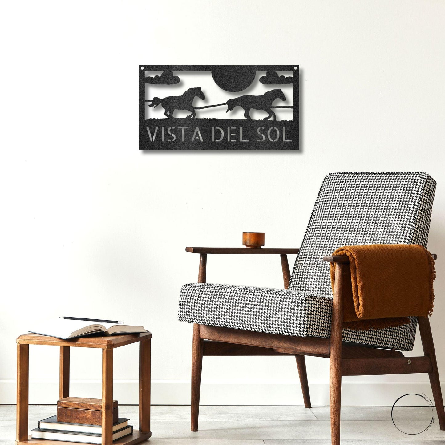 Racing Horses Monogram Personalized Indoor Outdoor Steel Wall Sign Art - Mallard Moon Gift Shop