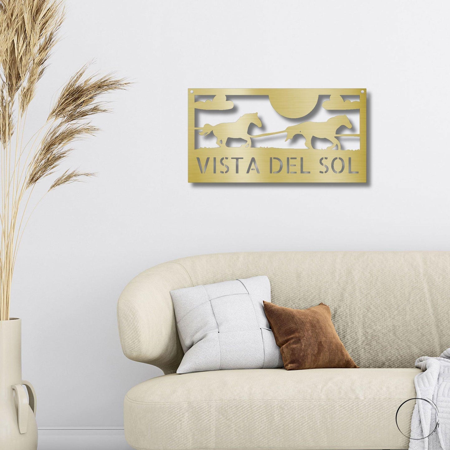 Racing Horses Monogram Personalized Indoor Outdoor Steel Wall Sign Art - Mallard Moon Gift Shop