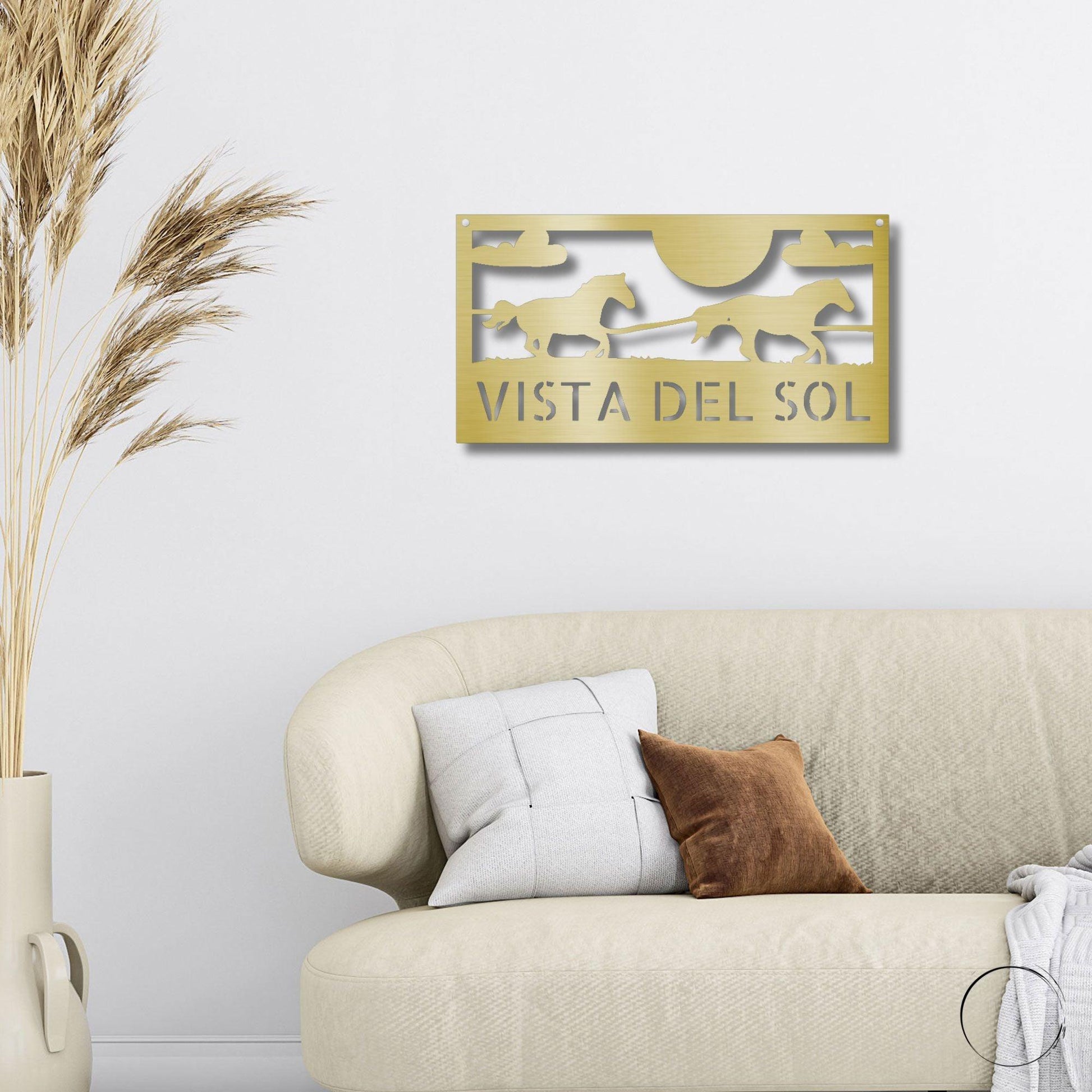 Racing Horses Monogram Personalized Indoor Outdoor Steel Wall Sign Art - Mallard Moon Gift Shop