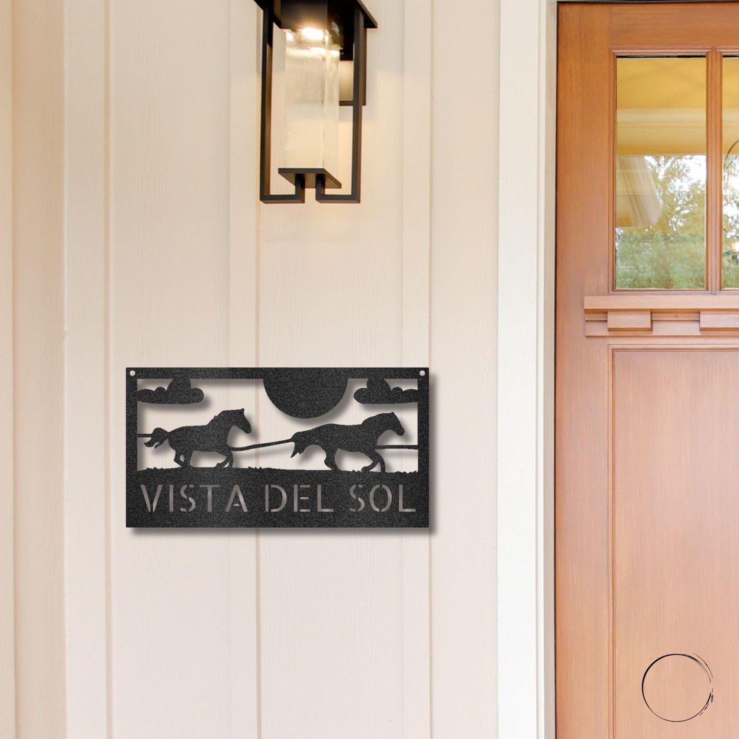 Racing Horses Monogram Personalized Indoor Outdoor Steel Wall Sign Art - Mallard Moon Gift Shop