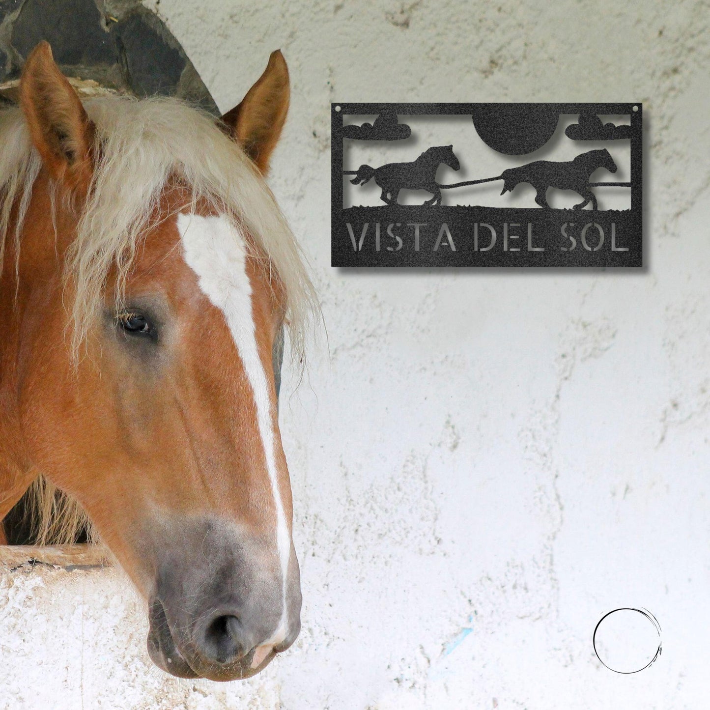 Racing Horses Monogram Personalized Indoor Outdoor Steel Wall Sign Art - Mallard Moon Gift Shop