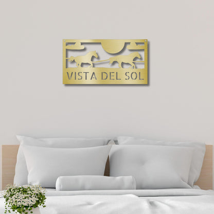 Racing Horses Monogram Personalized Indoor Outdoor Steel Wall Sign Art - Mallard Moon Gift Shop