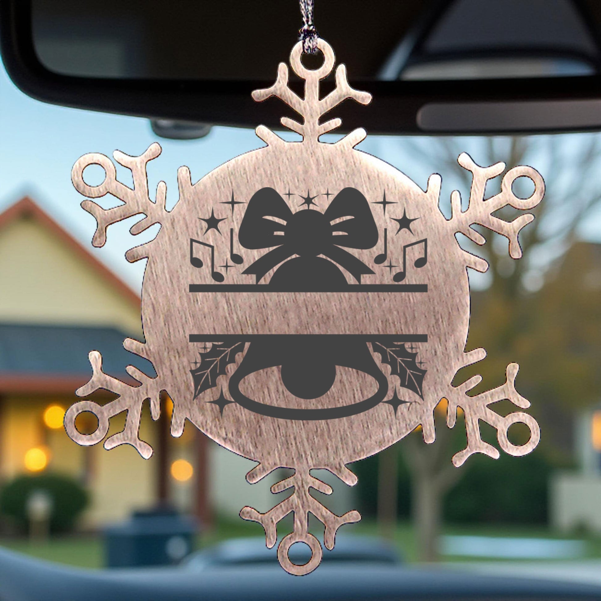 Personalized Snowflake Tree Ornament Christmas Bell Family Name Laser Engraved Stainless Steel - Mallard Moon