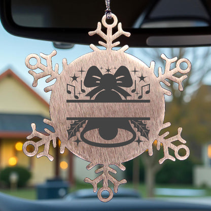 Personalized Snowflake Tree Ornament Christmas Bell Family Name Laser Engraved Stainless Steel - Mallard Moon
