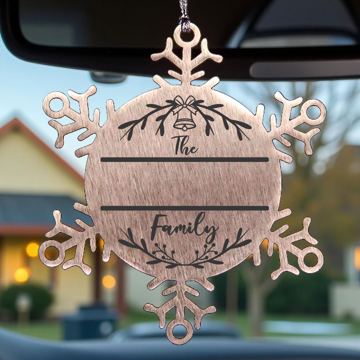 Personalized Snowflake Family Name Laser Engraved Stainless Steel Tree Ornament Heirloom Keepsake - Mallard Moon