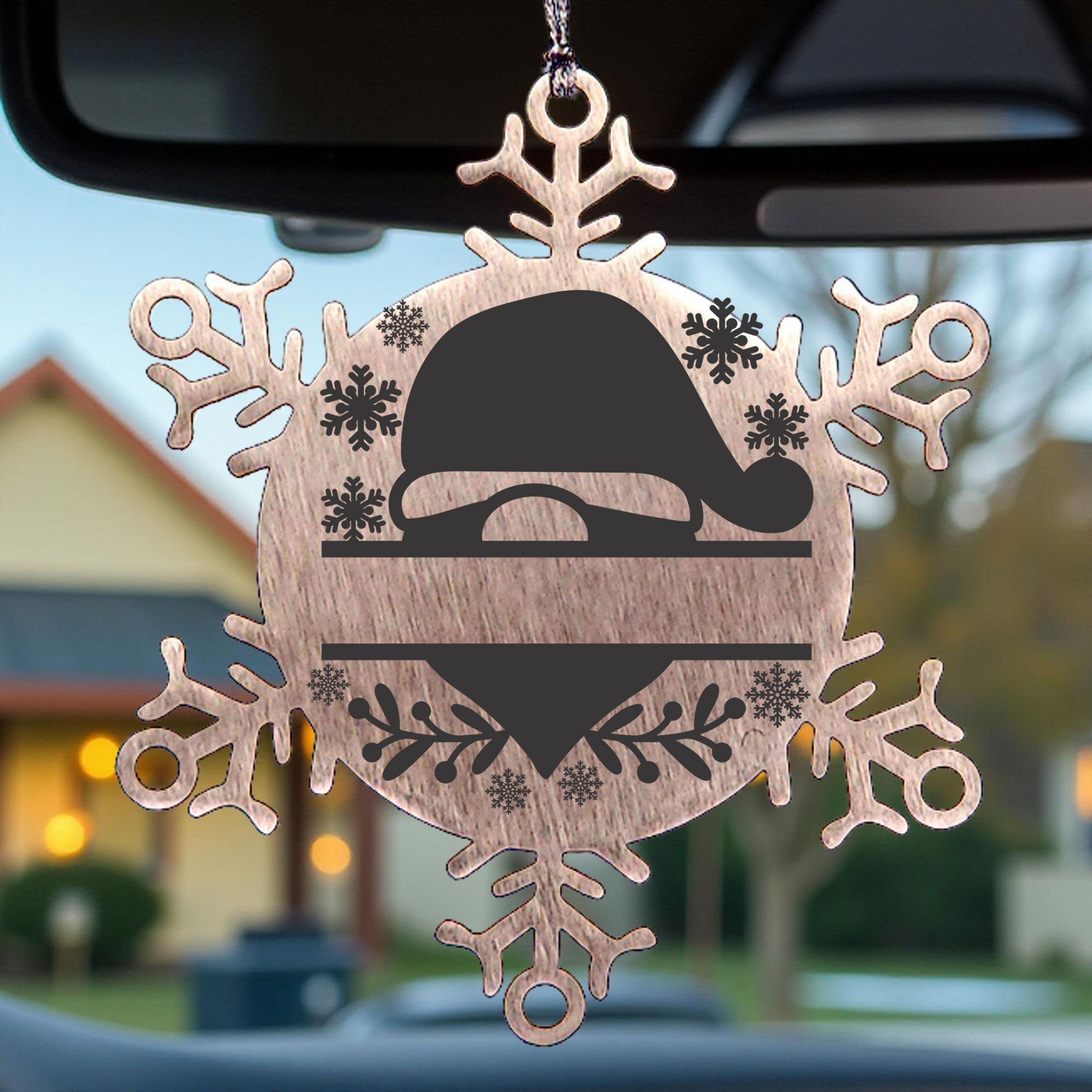 Personalized Santa Claus Family Name Laser Engraved Stainless Steel Snowflake Tree Ornament - Mallard Moon