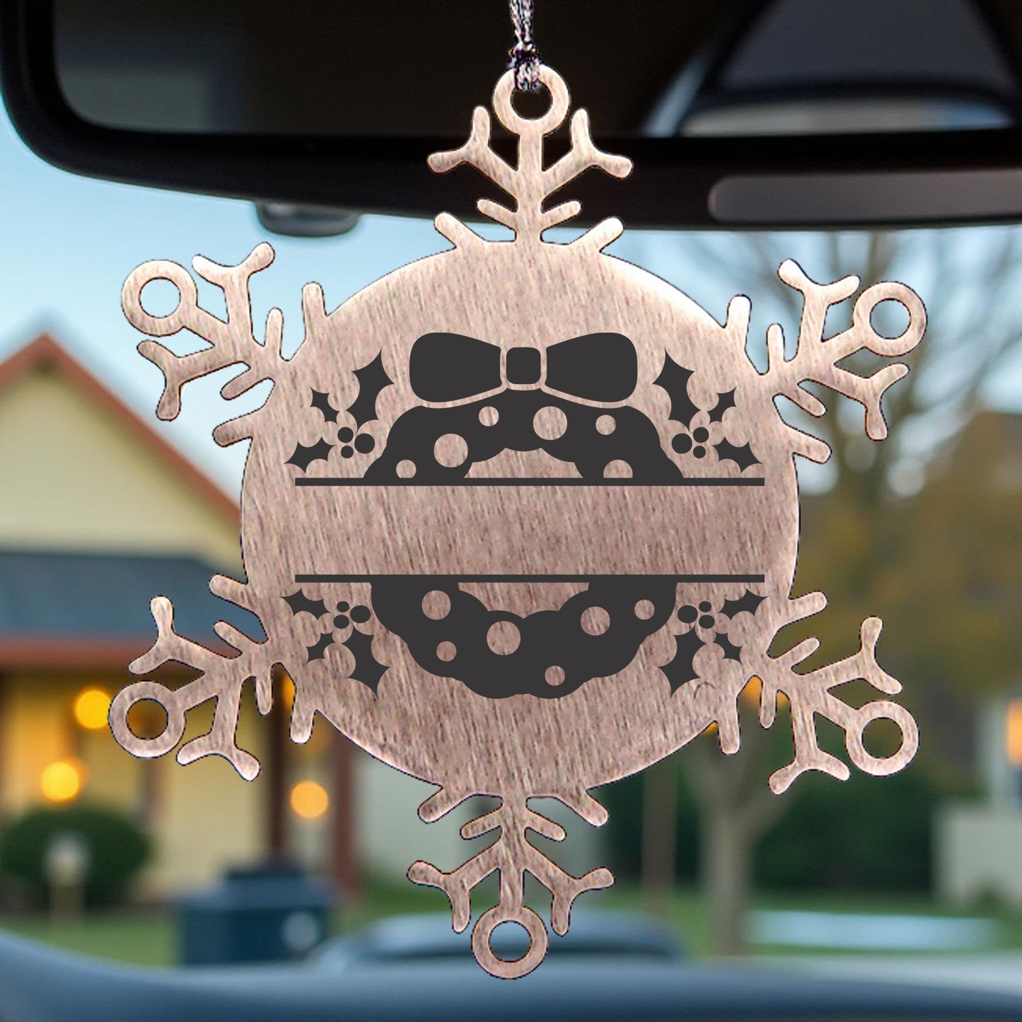Personalized Christmas Wreath Laser Engraved Snowflake Stainless Steel Tree Ornament - Mallard Moon