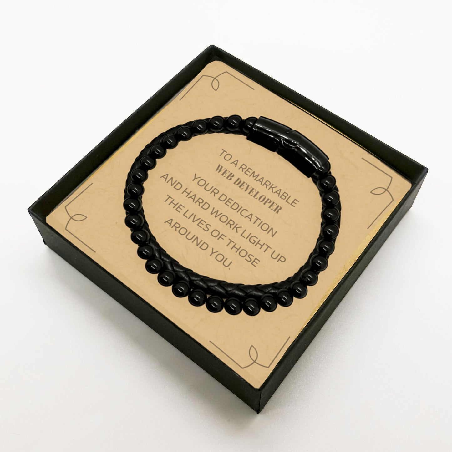 Remarkable Web Developer Gifts Inspirational Birthday Christmas Unique Stone Leather Bracelets For Web Developer, Coworkers, Men, Women, Friends - Mallard Moon Gift Shop