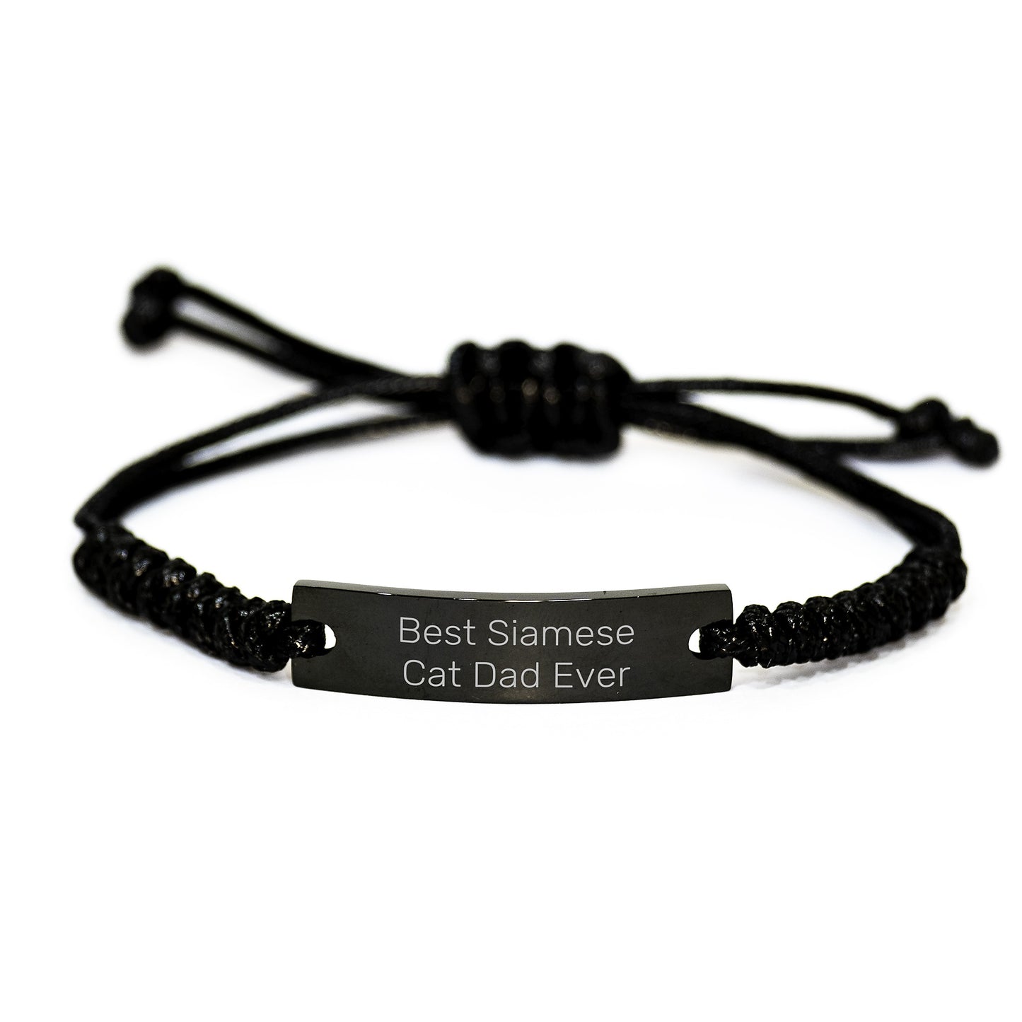 Siamese Cat Dad Gifts for Men from Best Friends on Graduation Unique Gifts - Black Rope Adjustable Bracelet - Image 1