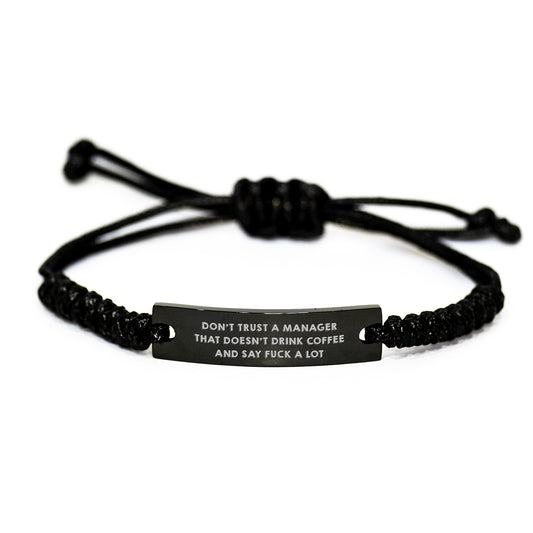Funny Manager Gifts for Men, Unique Rope Bracelet with 'Don't Trust a Manager' Quote, Christmas Unique Gifts from Friends, Family, Coworkers to Boss - Image 1