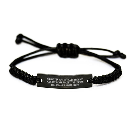 Funny Court Clerk Gifts from Friends for Court Clerk Rope Bracelets Black Stainless Steel Christmas Unique Presents - Image 1