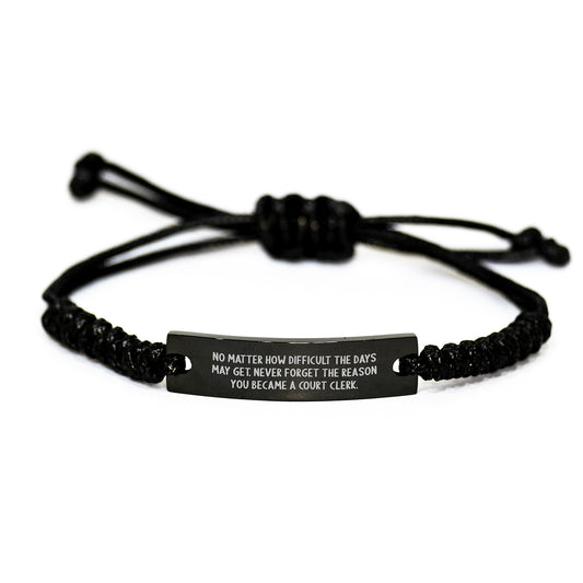 Funny Court Clerk Gifts from Friends for Court Clerk Rope Bracelets Black Stainless Steel Christmas Unique Presents - Image 1