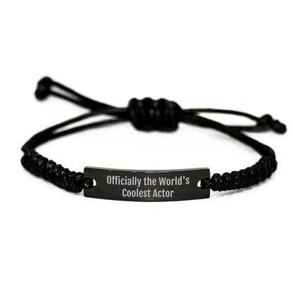 Funny Actor Gifts for Him, Officially The World's Coolest Actor Rope Bracelet, Christmas Unique Rope Jewelry Boxed - Image 1
