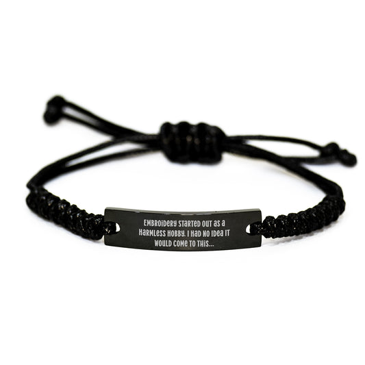 Funny Embroidery Gifts for Men Friends from Family, Engraved Rope Bracelet Christmas Unique Presents, Embroidery Lover Rope Bracelets - Image 1