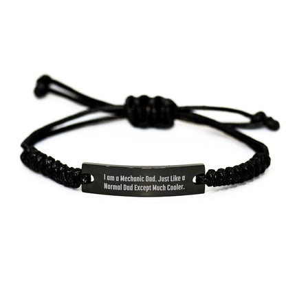 Mechanic Dad Rope Bracelet, Funny Graduation Gift for Men from Friends, Engraved with 'I Am A Mechanic Dad. Just Like A Normal Dad Except Much Cooler.' - Image 1